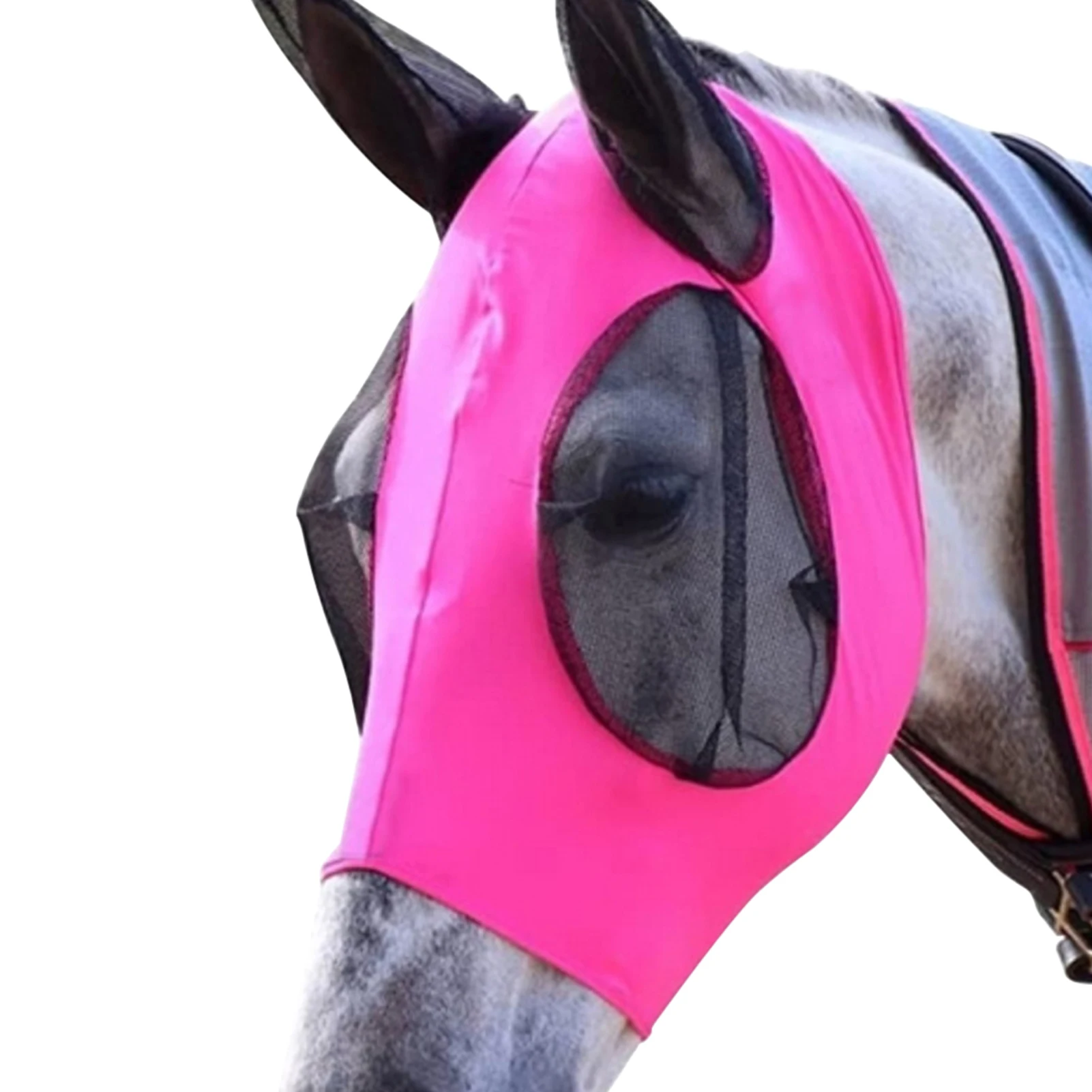 

Farm Fine Mesh Fly Protector Eyes Anti-mosquito Stretchy Hood Professional Breathable COB Horse Head Cover Comfort Accessories
