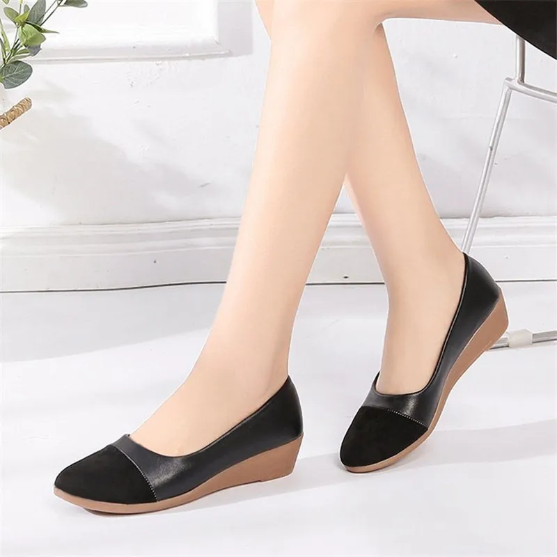 Women's Shoes Pumps Low Heels Wedges Woman Casual Patchwork Cloth Pointed Toe Fashion Classics Elegant Princess Dance Shoes 358