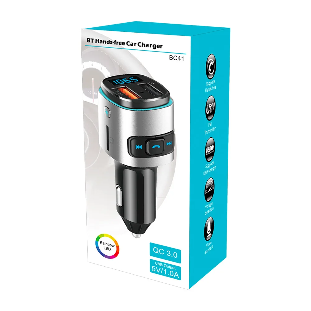 Bc41 Nordic Style Car Mounted Card Instert MP3 Player Multi-functional Bluetooth Receiver USB Drive Charger Car Cigarette Lighte