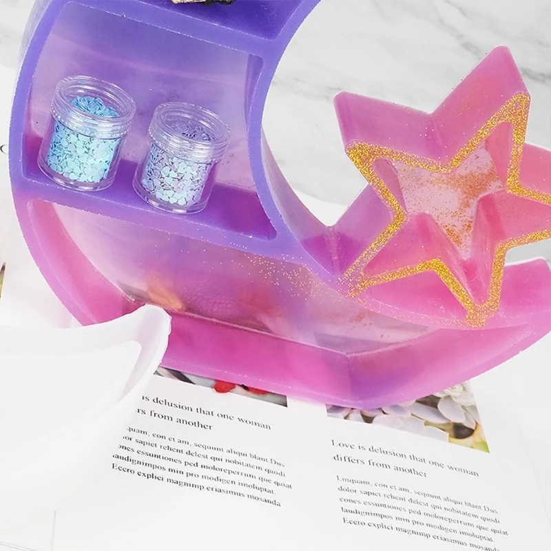 

Crescent Moon Tray Resin Mold Moon Star Decor Crystal Display Tray Molds Tools