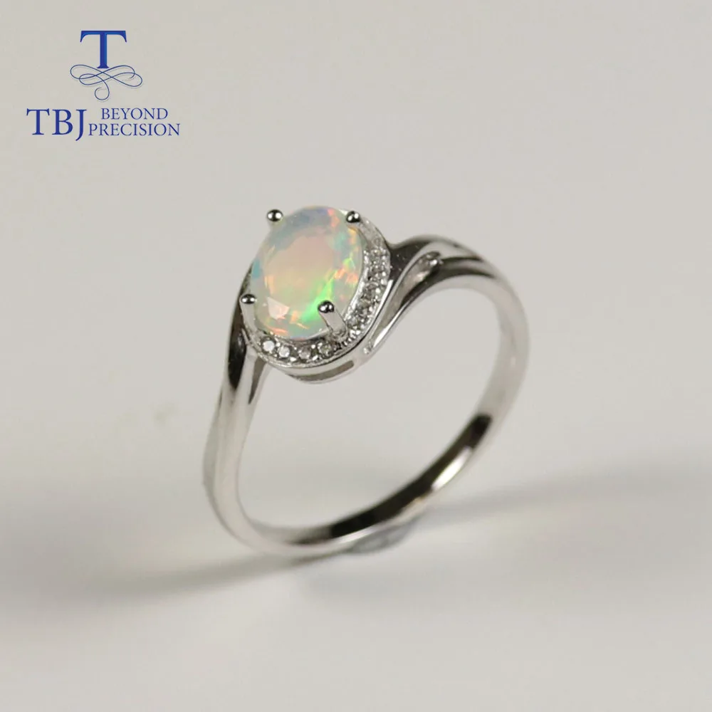 opal ring Кольцо с опалом, натуральный драгоценный камень, овальный, 6*8 мм, с серебром 925 пробы, простой дизайн, хорошее ювелирное изделие для женщин, свадебная одежда, хороший подарок TBJ - Цвет камня: opal ring
