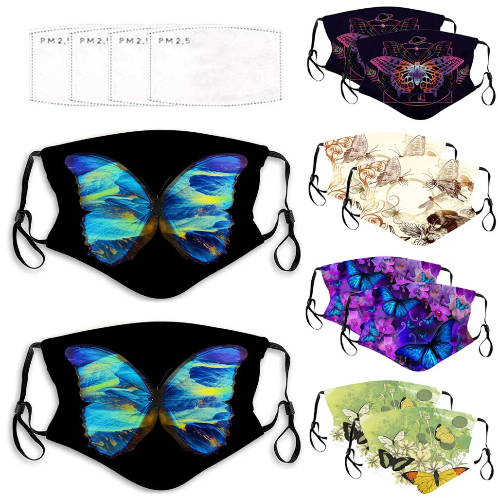 PM2.5 дышащая маска для лица с принтом бабочки наружная анти-Туманная защиты от