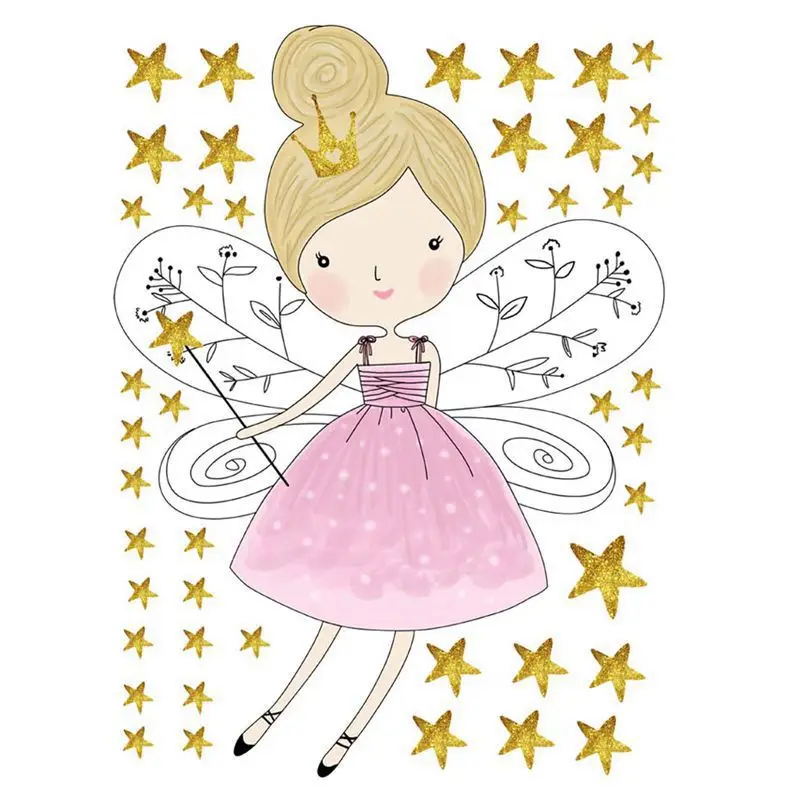 Настенная Наклейка Elf Princess мультяшная детская комната домашний декор граффити