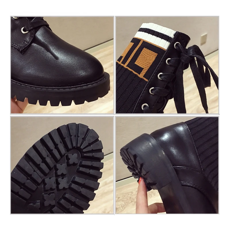 Wellwalk/Брендовые ботильоны Martens женские высокие ботиночки на шнуровке обувь