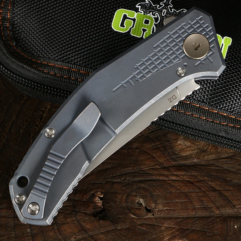Складной нож Green thorn JEANS Flipper D2 сталь TC4 титановая ручка карманный кухонный для