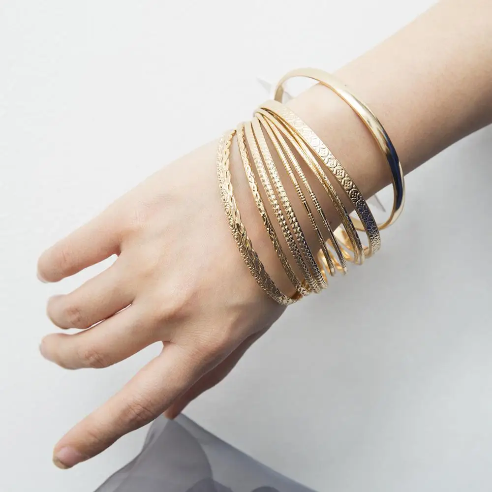 Модный браслет золотого цвета с круглым браслетом Kymyad 11 шт./компл.|bangles fashion|bracelets &