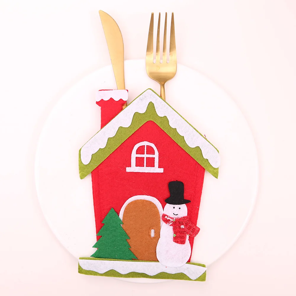 snowman house Рождественский набор ножей, вилок, столовых приборов, юбка, штаны, носки, Navidad Natal, рождественские украшения для дома, Рождество, год - Цвет: snowman house