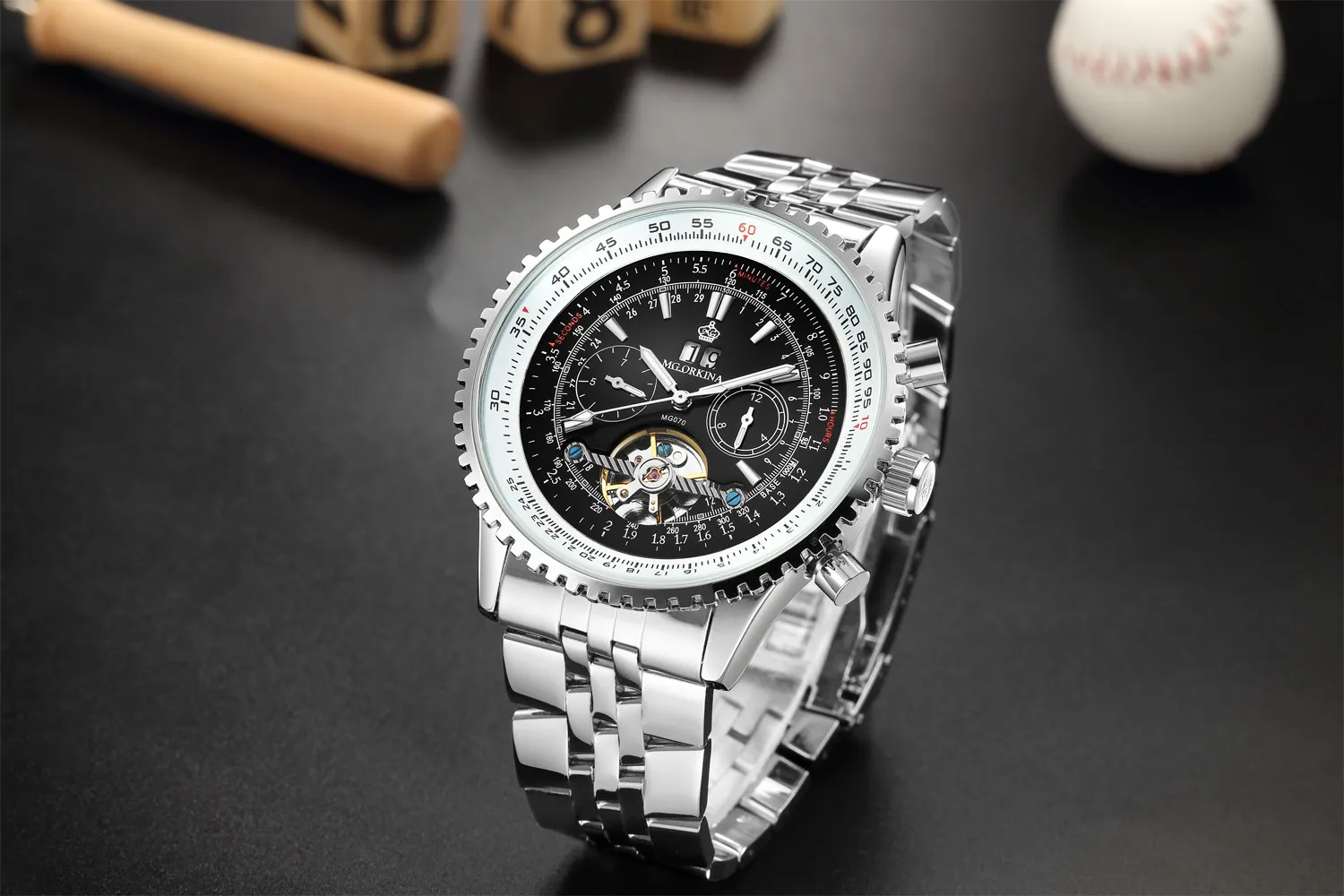 Tourbillon дизайн большой циферблат Автоматические военные часы мужские из нержавеющей стали механические часы известный роскошный бренд ORKINA