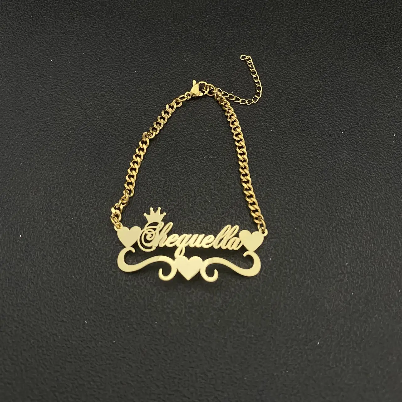 Браслет-цепочка из нержавеющей стали с короной и сердцем | Украшения аксессуары