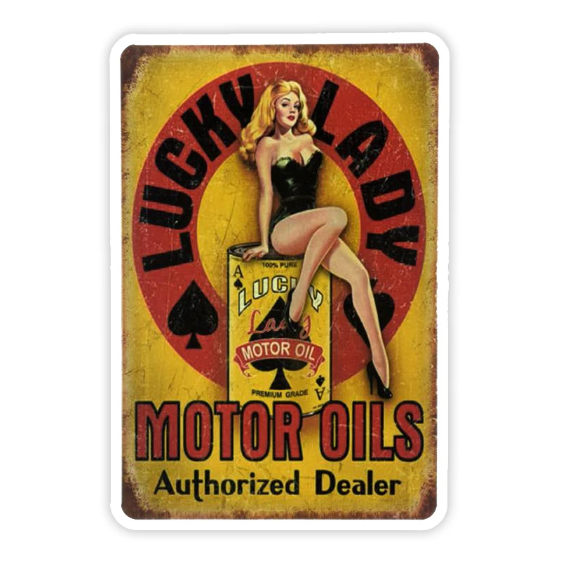 

32856 # Motor Oils (Lucky Lady) 13 Cm/17 Cm Self-adhesive Decal Car Sticker Waterproof Auto Decors on Bumper Rear Window Laptop