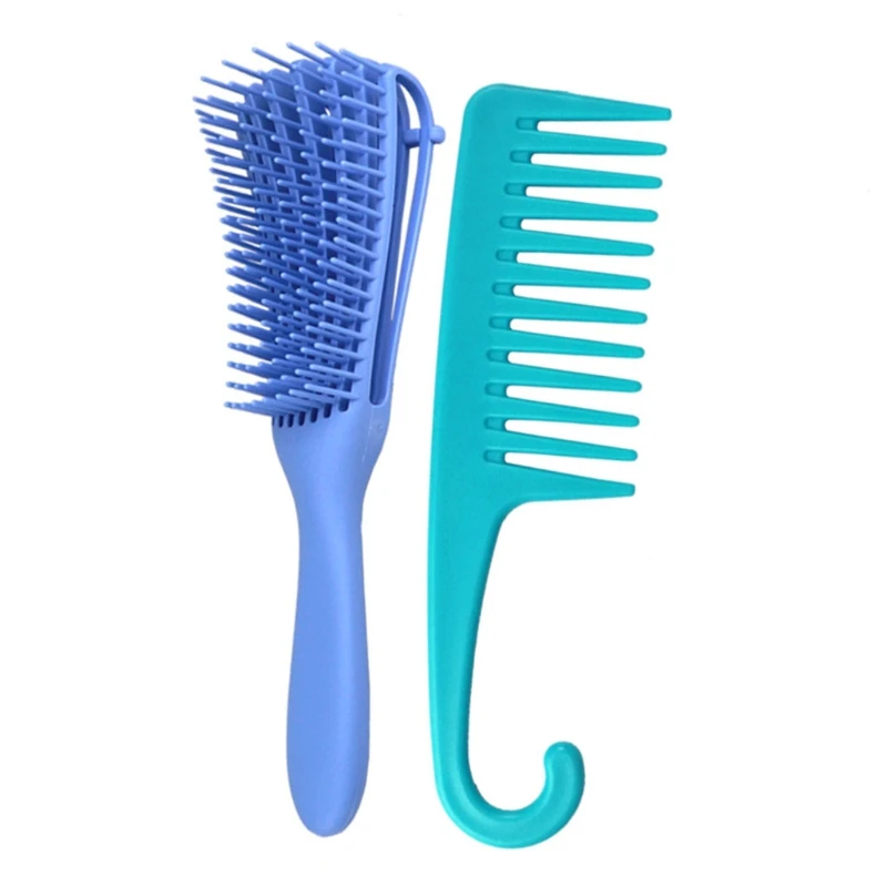 

2 Pack Detangling Brush Set Wide Tooth Comb for Curly Hair Textured 3a to 4c