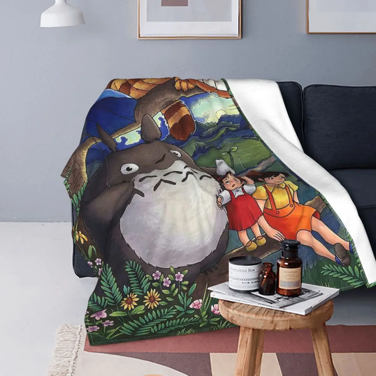

My Neighbor Totoro Knitted Blanket Fleece Japanese Anime Nekobasu Ultra-Soft Throw Blanket for Home Couch Bed Rug