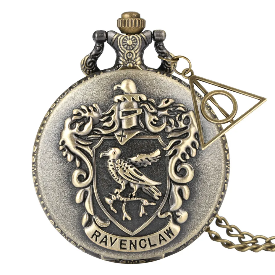 Ravenclaw Pendant Популярные кварцевые карманные часы Ravenclaw/Slytherin/Gryffindor/Hufflepuff тема бронзовое ожерелье часы винтажные часы - Цвет: Ravenclaw Pendant