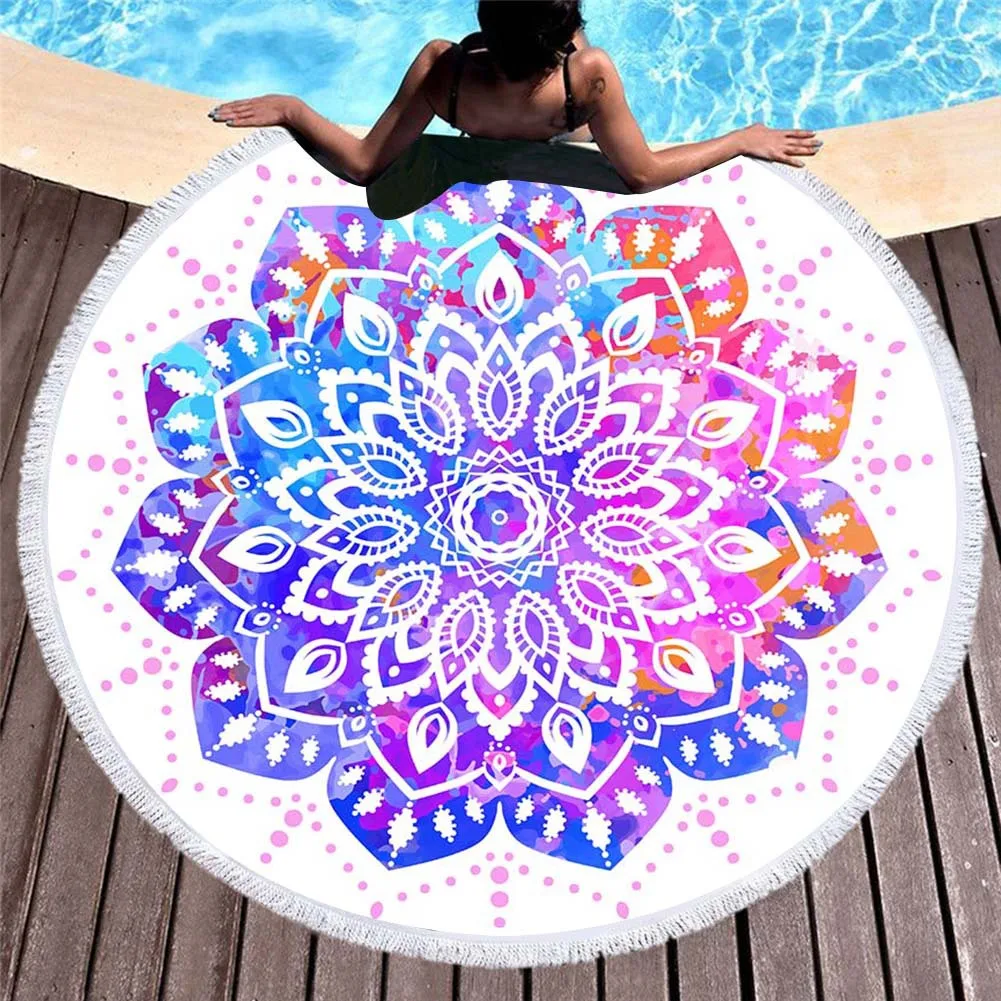 Акварель МАНДАЛА ГОБЕЛЕН одеяло йога коврик микрофибра Бохо круглый пляжное