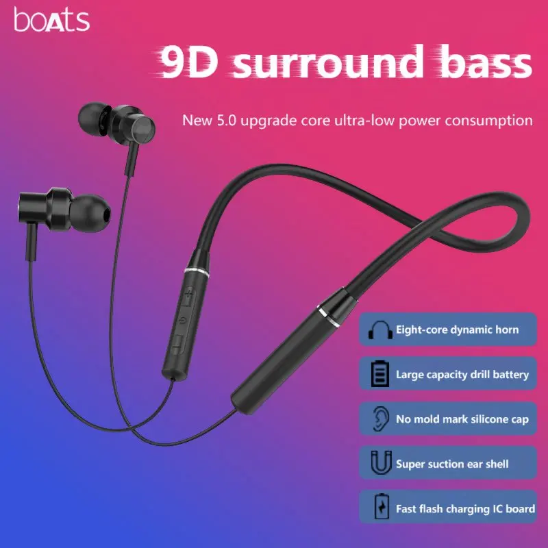 

5.0 Wireless Bluetooth Headset Neck-Mounted Sports Anti-Sweat Silicone Smart Noise Reduction Magnetic Neck-Mounted Headset