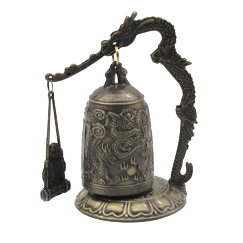Винтажное украшение Жемчуг дракона буддийский колокольчик орнамент бронзовый