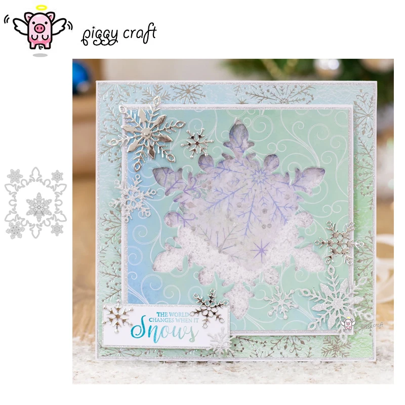 

Piggy Craft metal cutting dies cut die mold Snowflakes frame background Scrapbook paper craft knife mould blade punch stencil