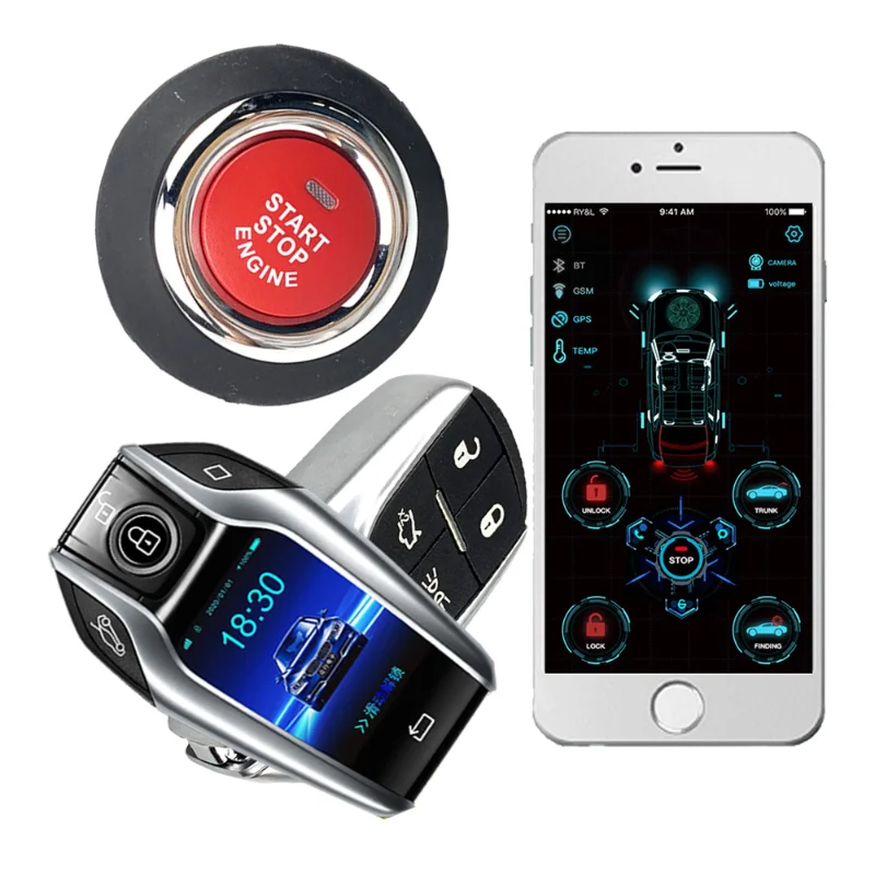 

Прямая поставка, жидкокристаллический сенсорный пульт дистанционного запуска, остановки двигателя, бесключевой доступ, автомобильные акс...