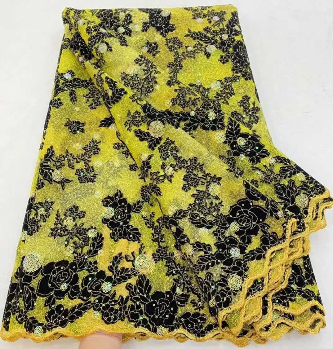 Tela de encaje Nigeriano para vestido de novia, tejido de encaje africano de alta calidad, elegante, franc&eacute;s, 2021-5