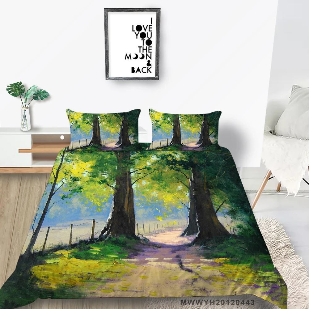 Комплект постельного белья с 3d-изображением гор винтажная мягкая пододеяльник