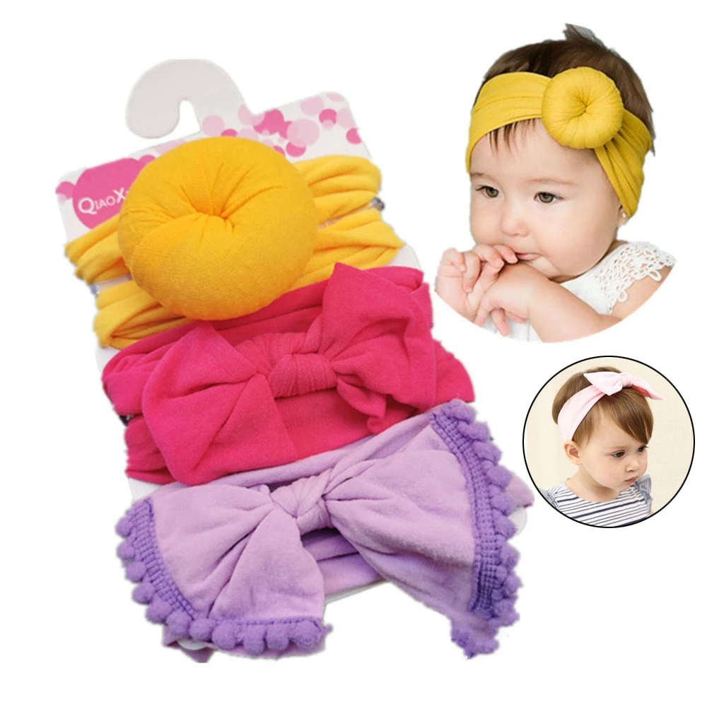 Детская нейлоновая повязка на голову с бантом для новорожденных 3 шт./лот | Мать и