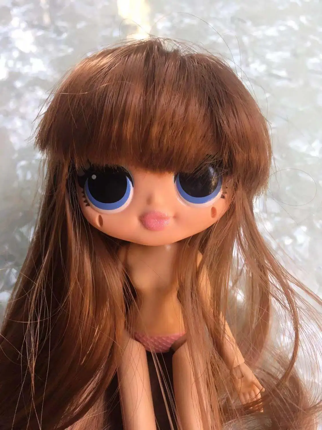 brown wig body Большая мода сестра кукла игрушка голова парик с телом дети luls кукла, набор игрушек дети DIY кукла часть игрушки девочка DIY туалетный игрушки части - Цвет: brown wig body