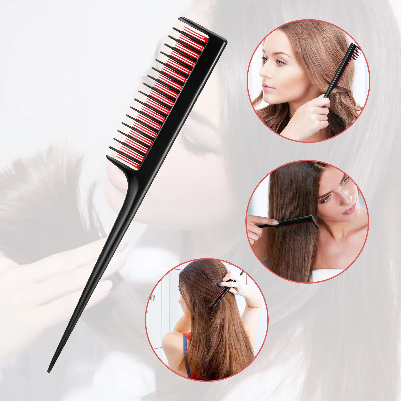 

Fine-tooth Comb Hair Comb Hair Salon Dye Comb Separate Parting For Hair Styling Hairdressing Antistatic Hair Style Rat Tail Comb