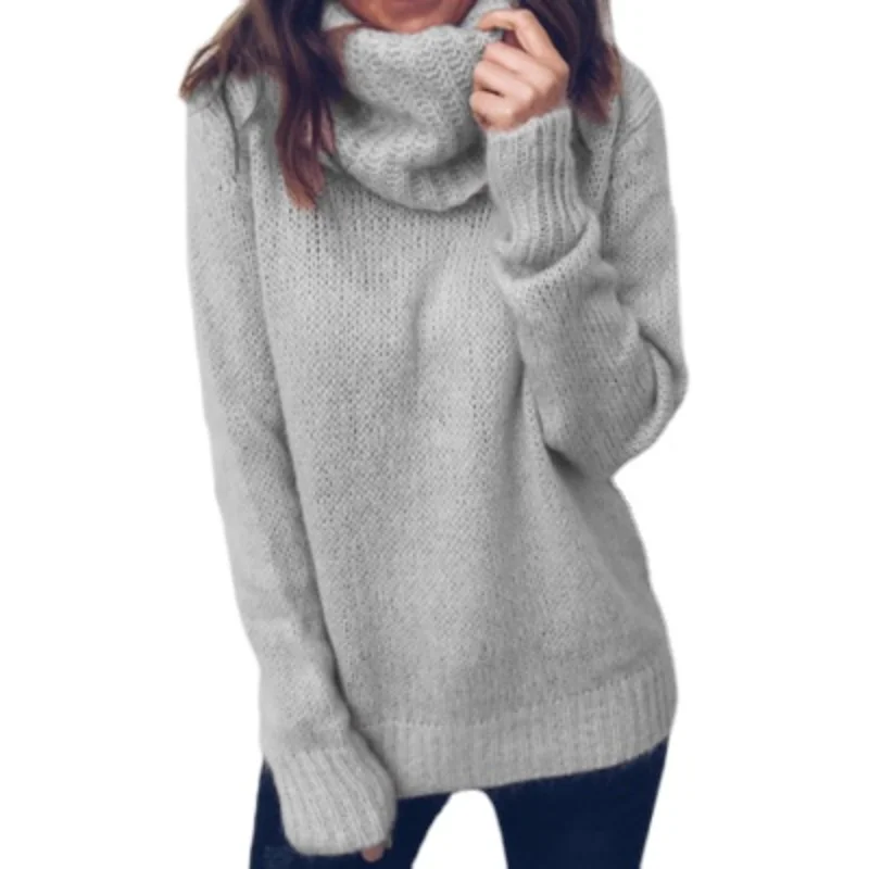 

Autumn and Winter New Cashmere Sweater Women's High-Necked Pullover Loose Thick Sweater Short Paragraph Knit Shirt Drop Shipping