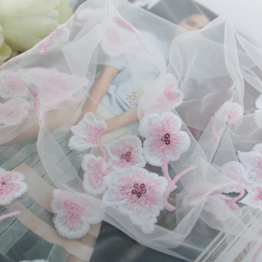 5 ярдов постепенное изменение шаблон Вышивка Ткань пятно вышивка блестками ткань