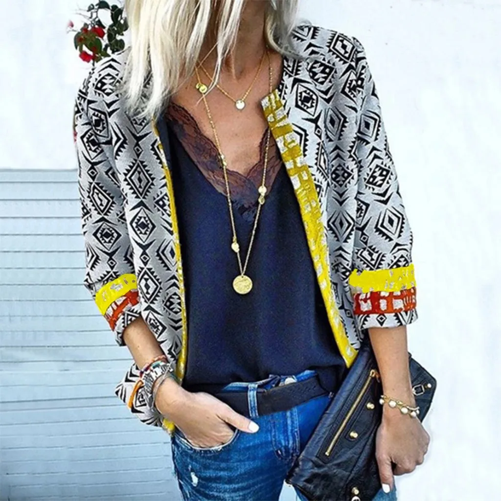 Винтажное зимнее женское пальто с принтом 2019 модный осенний повседневный