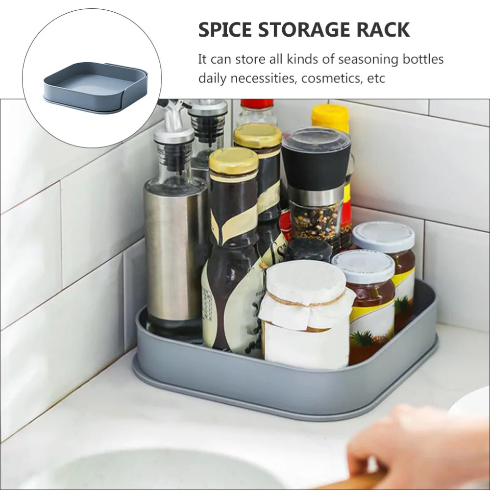 

1pc Rotating Condiment Storage Rack Spice Storage Tray for Home Kitchen