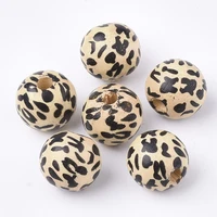 20pcs dyed natural wood round beads leopard print pattern wooden bead for jewelry making accessories 12 5x14x13mm hole 3mm