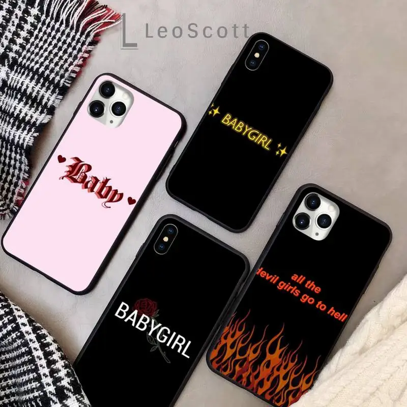 

Babe babygirl honey line Text art Phone Case for iPhone 11 12 pro XS MAX 8 7 6 6S Plus X 5S SE 2020 XR Soft silicone