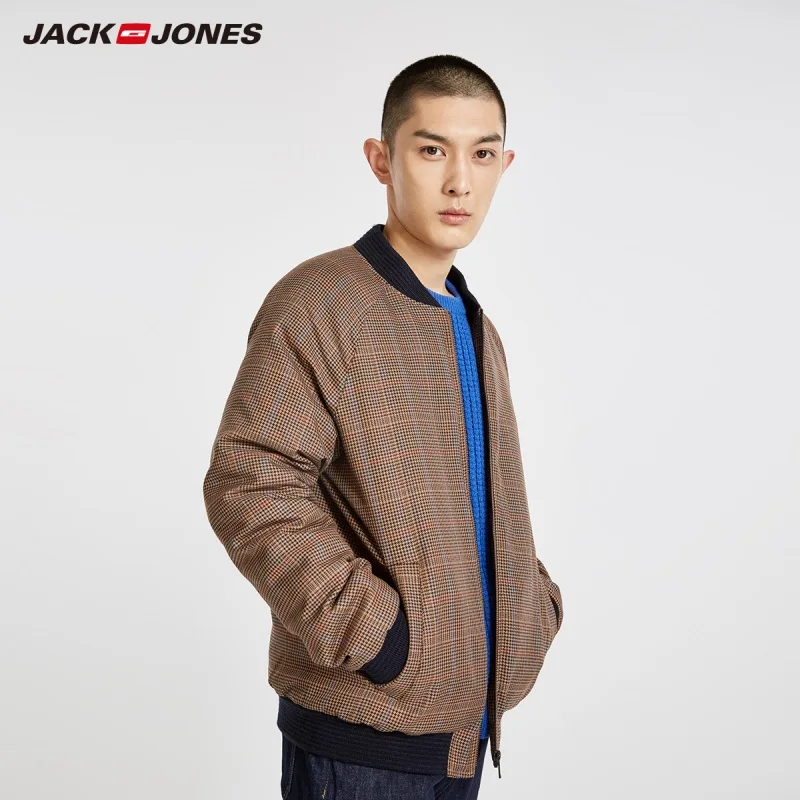 JackJones Для мужчин зимняя куртка Бейсбольным воротником короткая теплая