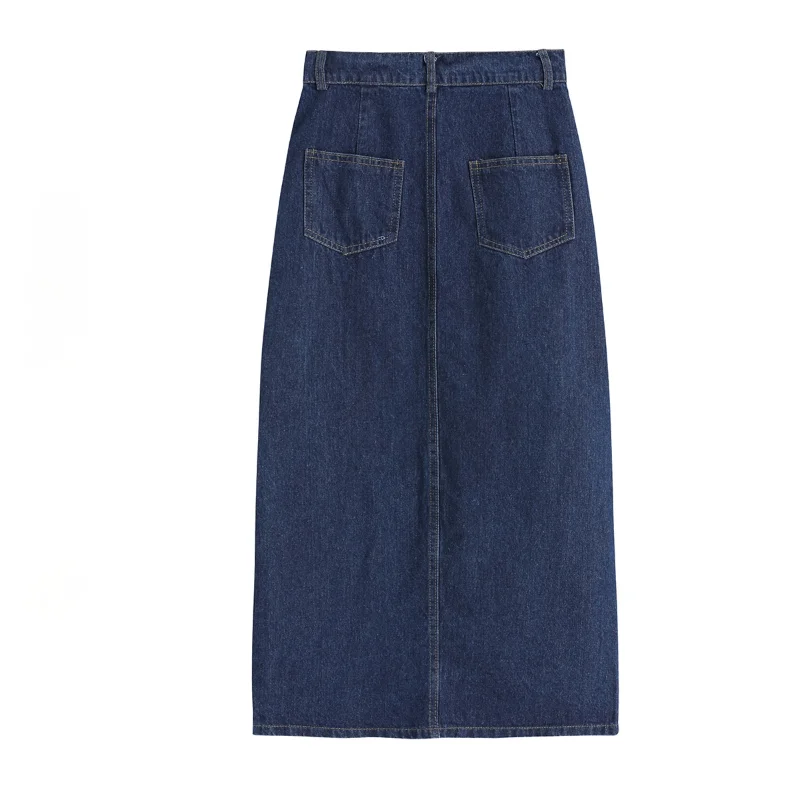 

Blue High Waist A Line Woman Skirt Summer Korean Style Split Mid-length Denim Skirt Tide Simple Bodycon Faldas Casual Sundress
