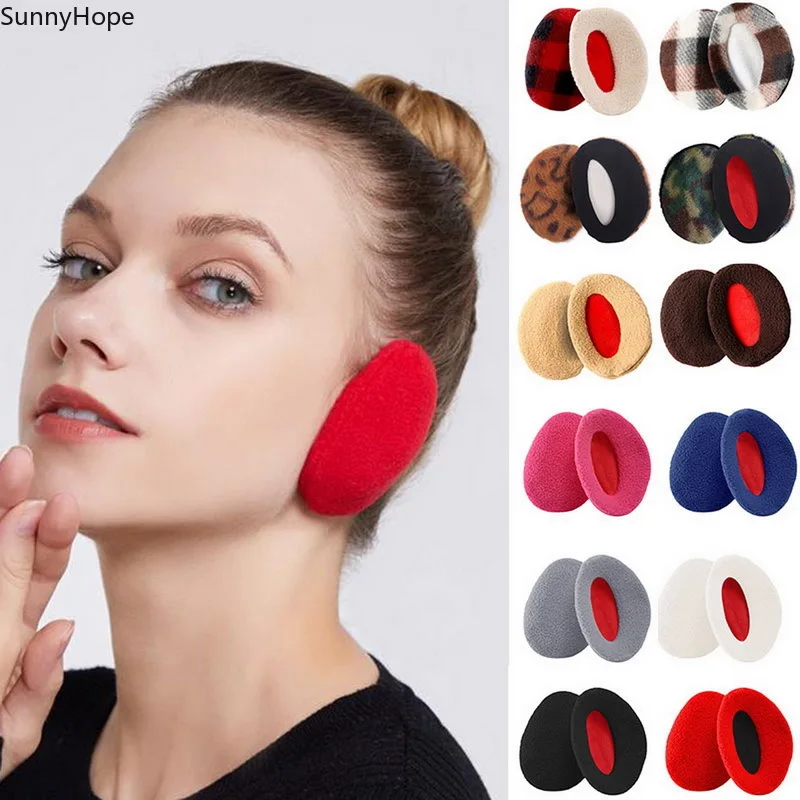 

1 Pair Adult Women Man Winter Earbags Bandless Ear Warmers Earmuffs Ear Cover Fashion Warm Fleece Portable Ear Muffs