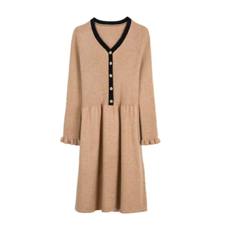 

Women Sweaters Dress Pullovers New Spring Autumn Mid-Long ladies Loose Slim Cashmere sweate Dress Female Vestidos Plus Size 5XL