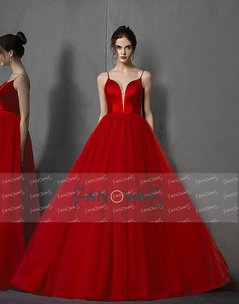 Красный "Бордовые вечерние платья бархат Tulle выпускного вечера vestidos de fiesta de noche вечернее платье abiye gece elbisesi " - Цвет: Красный