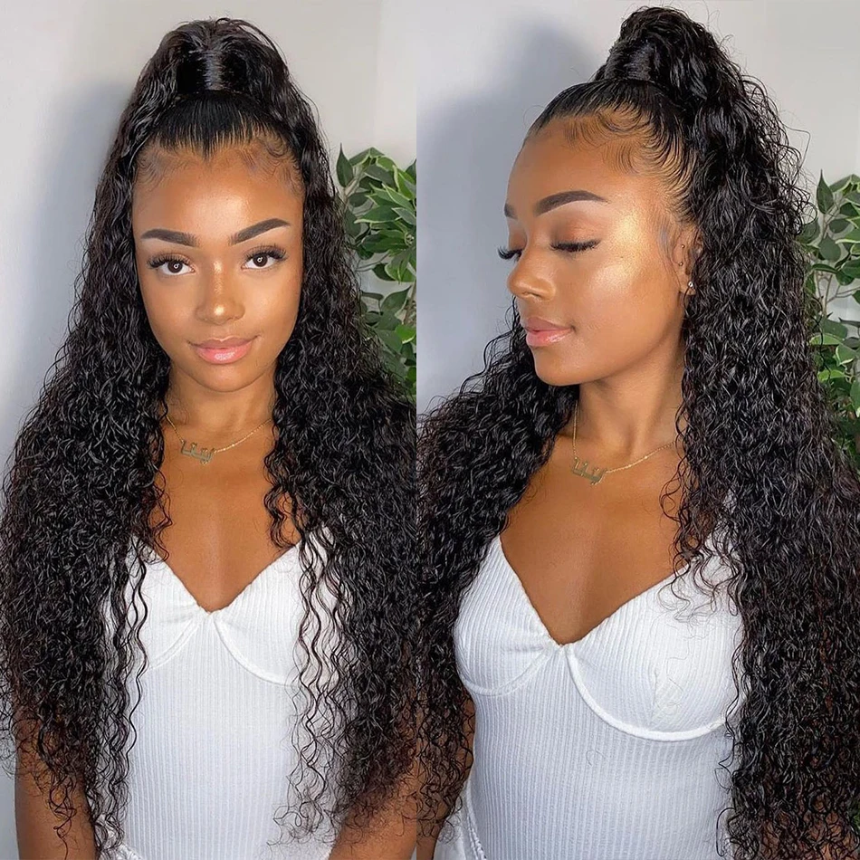 

Glueless Middle Part Deep Wave Lace Front Wig For Black Women BabyHair 26Inch Heat Resistant Preplucked Synthetic Daily Curly