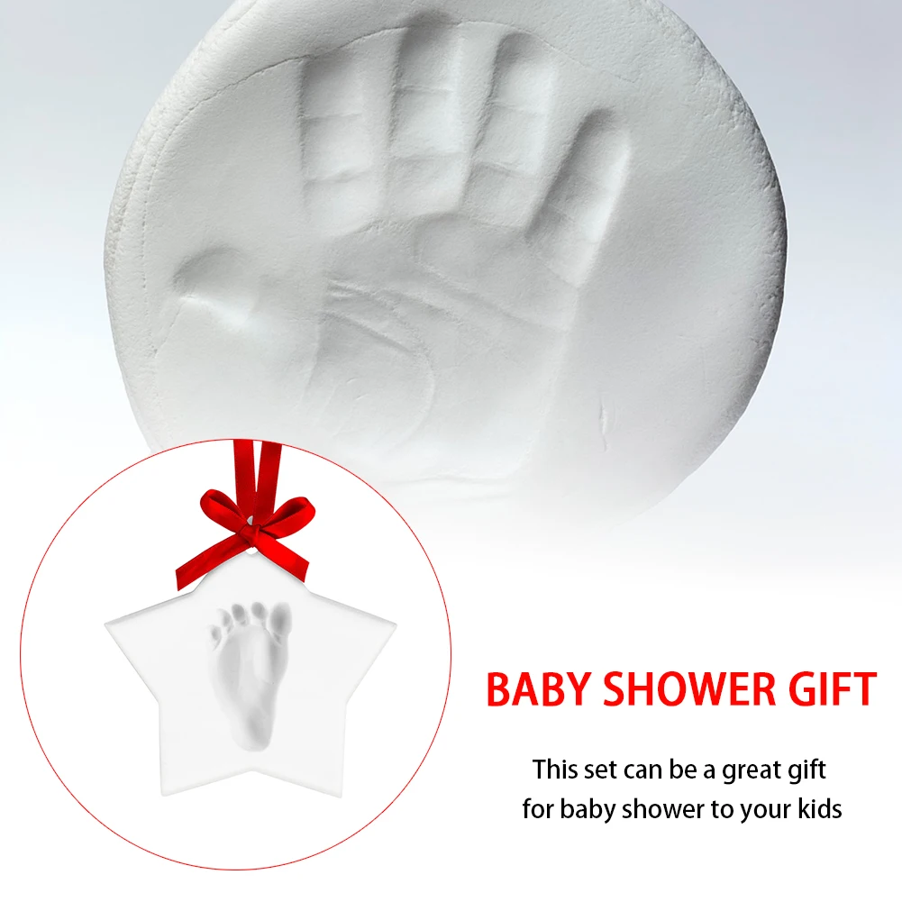 

Stamped Mould Inkless Handprint Clay Souvenirs DIY Craft Newborn Keepsake Ornament Safe Infant Shower Gift Baby Footprint Set