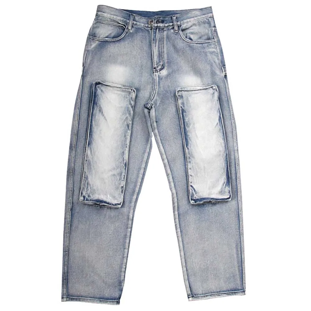 New Fashion Cargo Jeans Men Casual Denim Pants Loose Baggy Straight Trousers Streetwear Hiphop Harem Jeans Men Clothing
