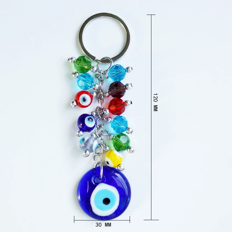 EVIL EYE подвеска с бусинами из кристаллов брелок серебряный цвет Сумочка с кольцом брелок синий турецкий глаз брелок ювелирные изделия для женщин мужчин LE244