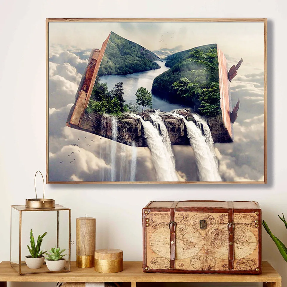 5D Diy алмазная живопись книга водопада пейзажей Набор для вышивания крестиком
