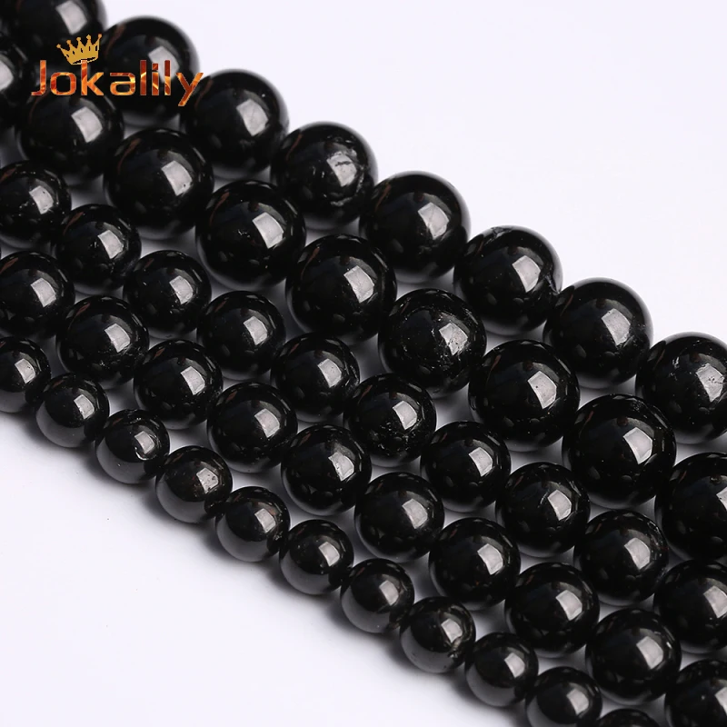 

Natural Black Tourmaline Beads Hight Quality Stone Round Loose Beads For Jewelry Making DIY Bracelets Necklace 4 6 8 10 12mm 15"