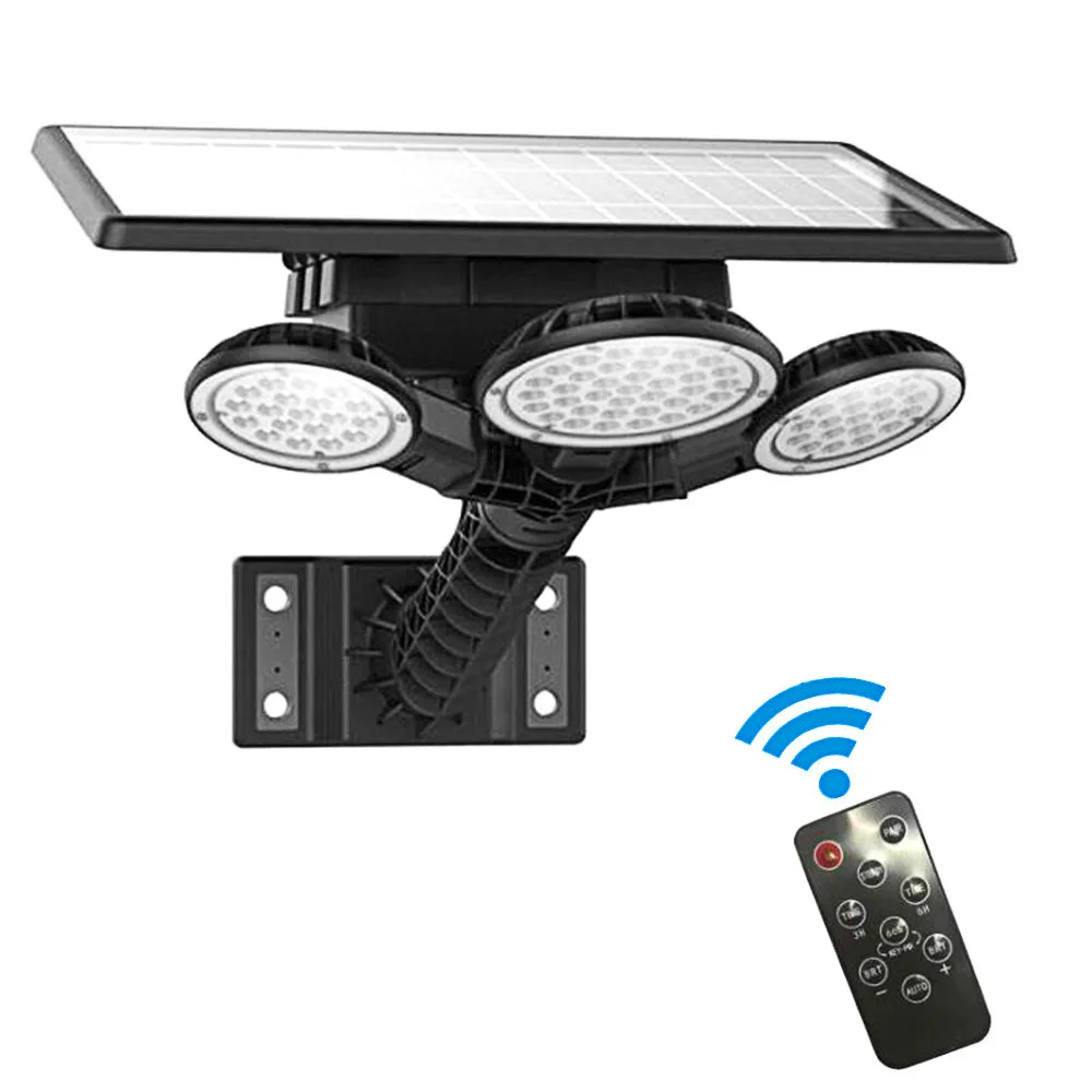 3 головки 75LED Солнечная уличная лампа Водонепроницаемая с дистанционным
