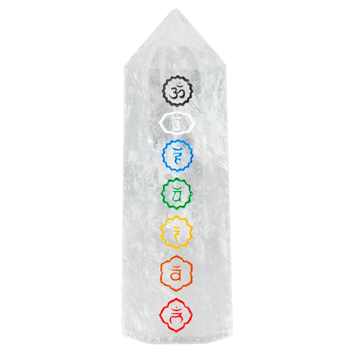 

Engraved 7 Chakra Crystal Point Wand Healing 6 Faceted Prism Natural Rock Quartz Hexagon Stone For Yoga Meditation Balancing