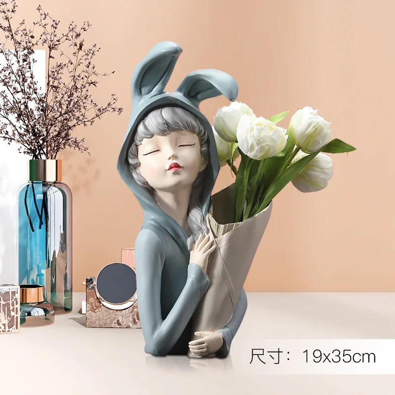 

Nordic Girl Sculpture Creative Vase Flower Decor Gifts Modern Home Decor Living Room Desk Decoration Accessories