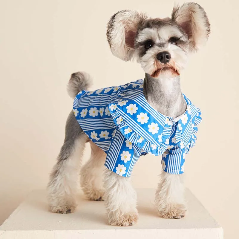 

PET Cotton Dog Clothes Spring Summer Thin Lotus Leaf Flower Shirt Teddy Schnauzer Pomeranian Shiba Inu Cat Pet Clothes