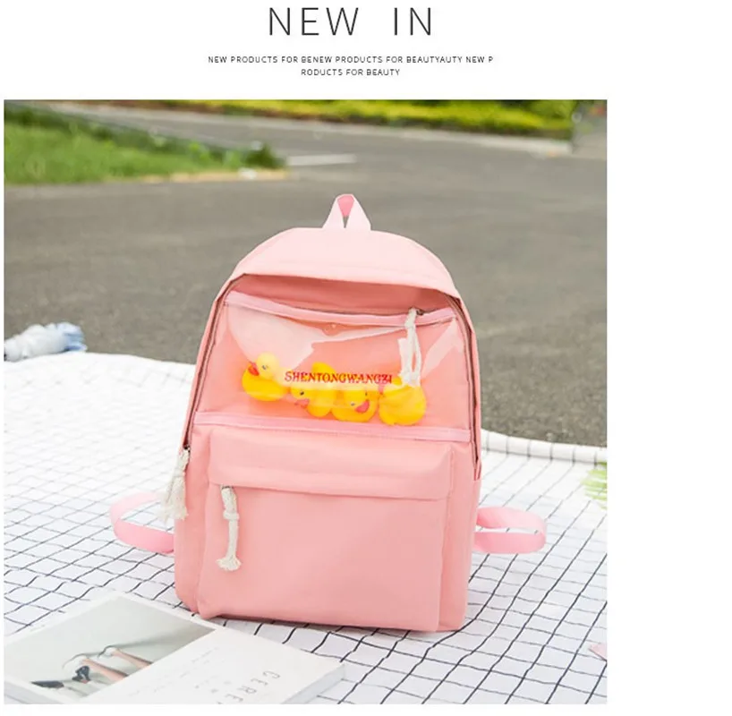 Милый холщовый женский рюкзак прозрачные детские сумки игрушечная сумка на