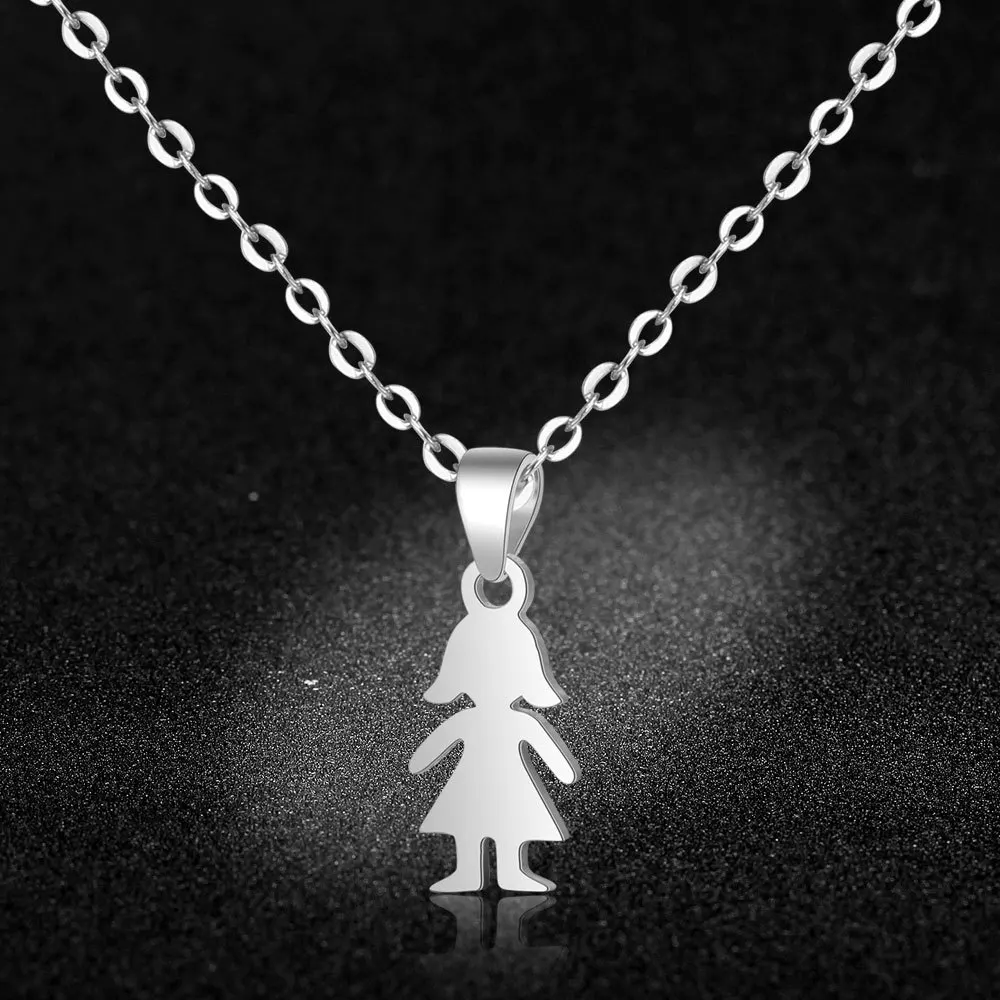 

SBN012 S925 Silver Lovely Girl Hanging Necklace Fashion Couple Series Silver Jewelry Clavicle Chain Source